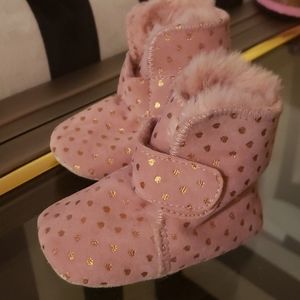Baby pink boots with hearts